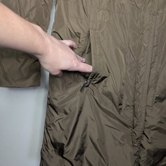 Add Down Long Goose Down Puffer Jacket in Olive Taupe, Size 4 - Picture 7 of 10